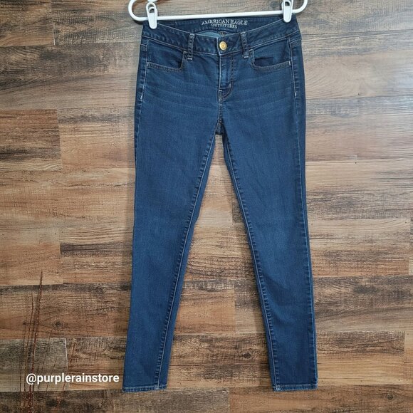 American Eagle Jeans 4 Jegging Low Rise Medium Dark Wash Stretch Denim - Picture 1 of 11